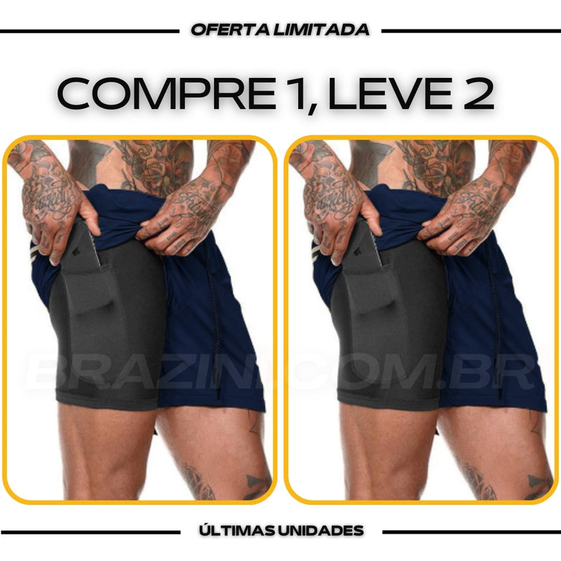 Shorts DryFit® de Compressão BZN - COMPRE 1 LEVE 2 + Brinde