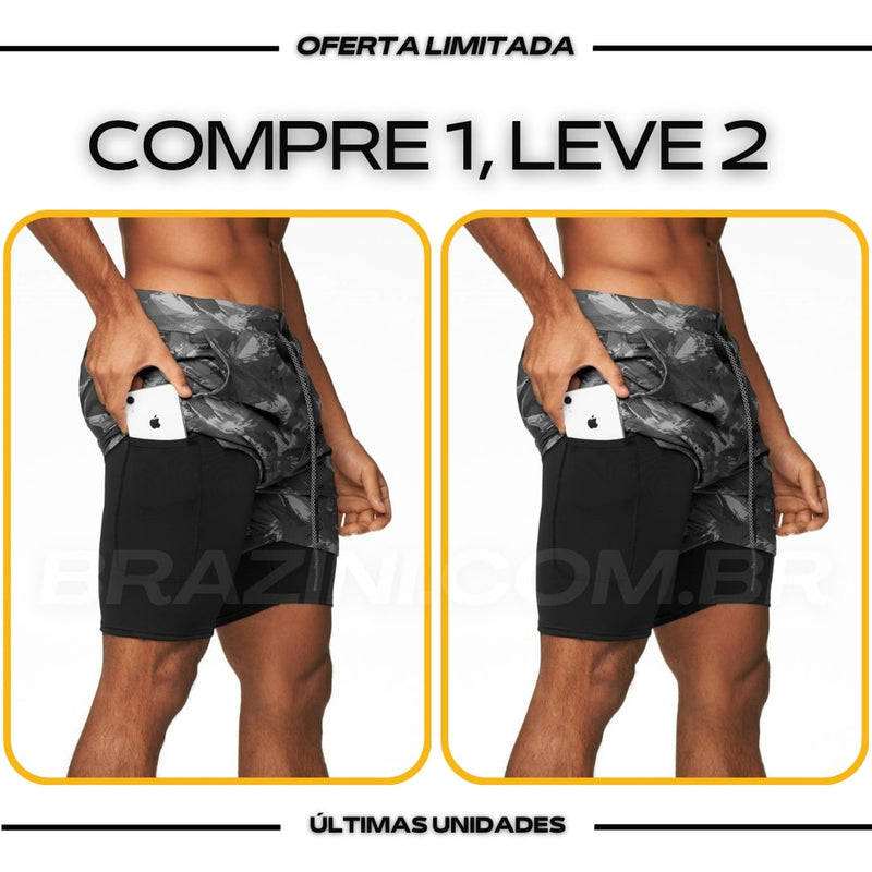 Shorts DryFit® de Compressão BZN - COMPRE 1 LEVE 2 + Brinde