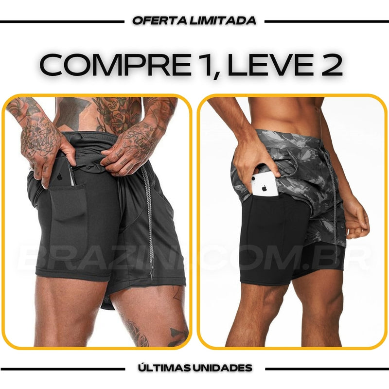 Shorts DryFit® de Compressão BZN - COMPRE 1 LEVE 2 + Brinde