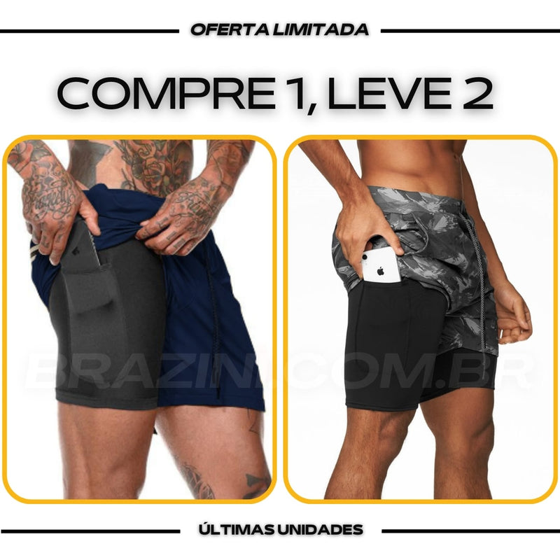 Shorts DryFit® de Compressão BZN - COMPRE 1 LEVE 2 + Brinde