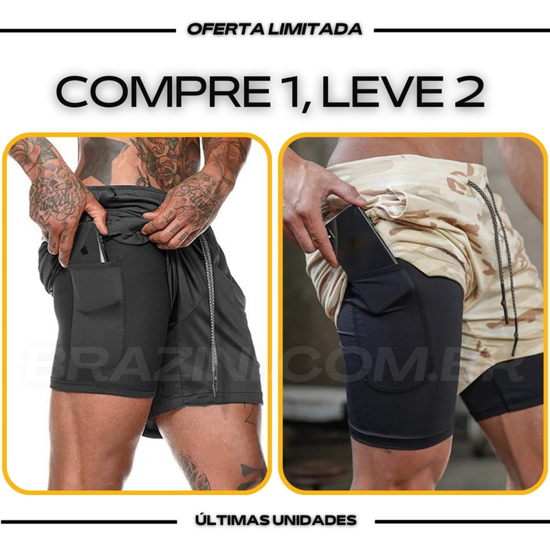 Shorts DryFit® de Compressão BZN - COMPRE 1 LEVE 2 + Brinde