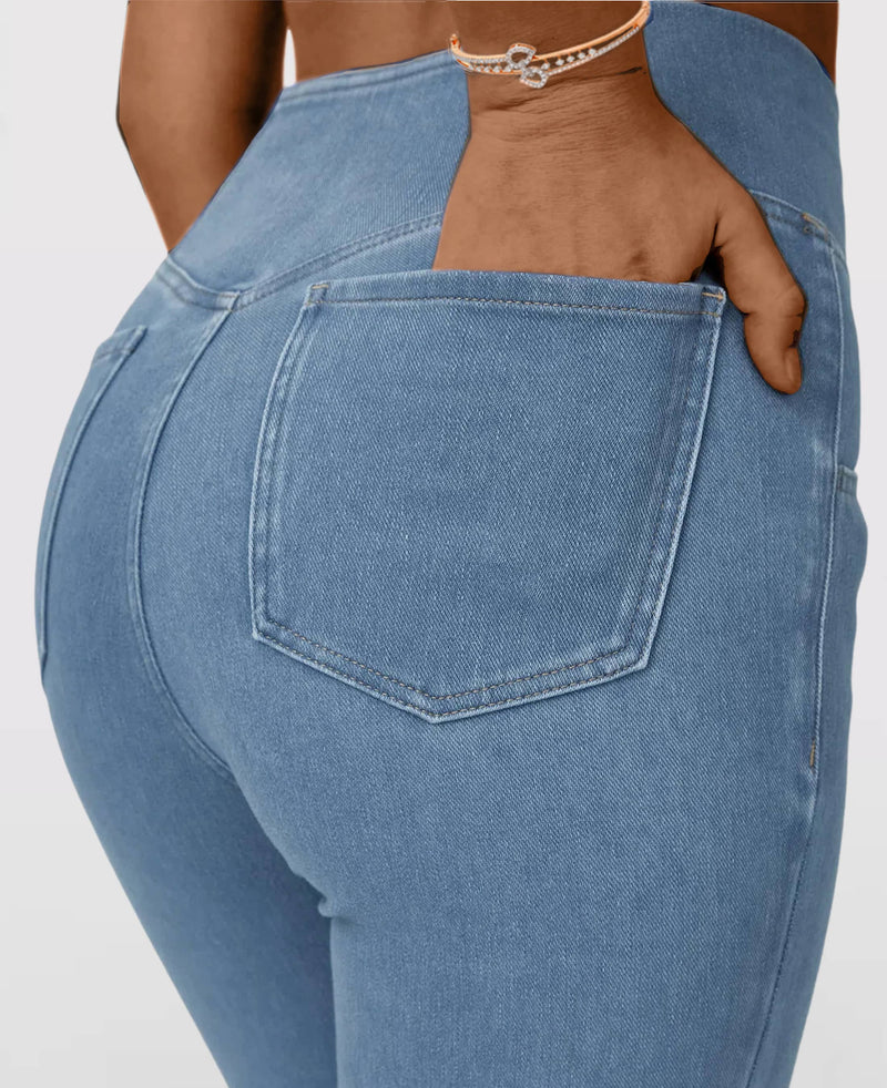 Calça Jeans de Cintura Alta Cruzada [ÚLTIMO DIA DE VENDA 🔥]