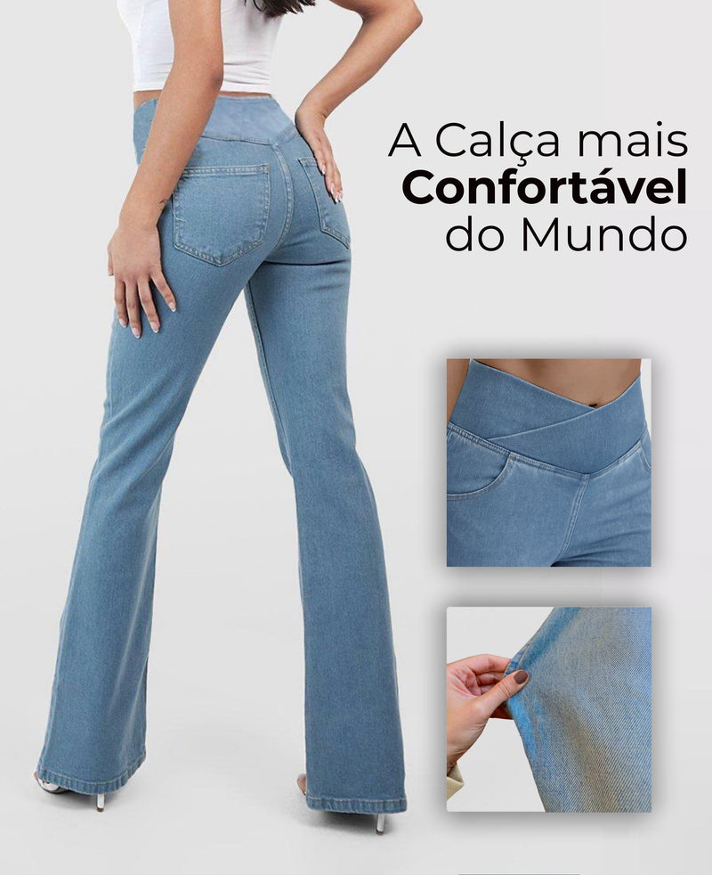 Calça Jeans de Cintura Alta Cruzada [ÚLTIMO DIA DE VENDA 🔥]