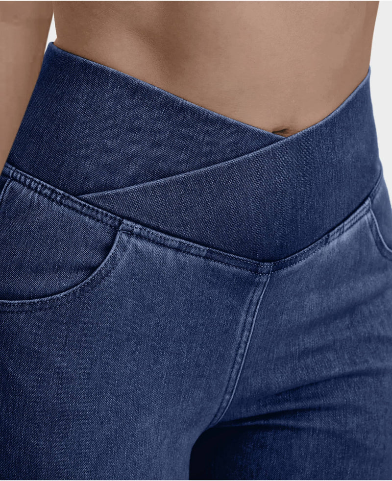 Calça Jeans de Cintura Alta Cruzada [ÚLTIMO DIA DE VENDA 🔥]