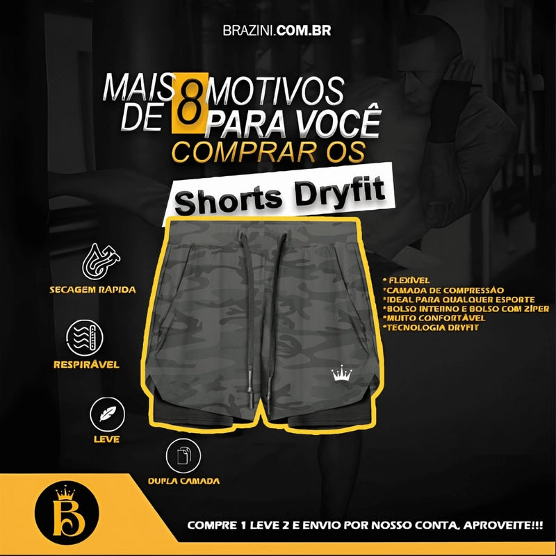 Shorts DryFit® de Compressão BZN - COMPRE 1 LEVE 2 + Brinde