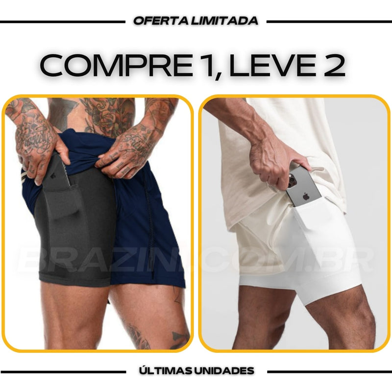 Shorts DryFit® de Compressão BZN - COMPRE 1 LEVE 2 + Brinde