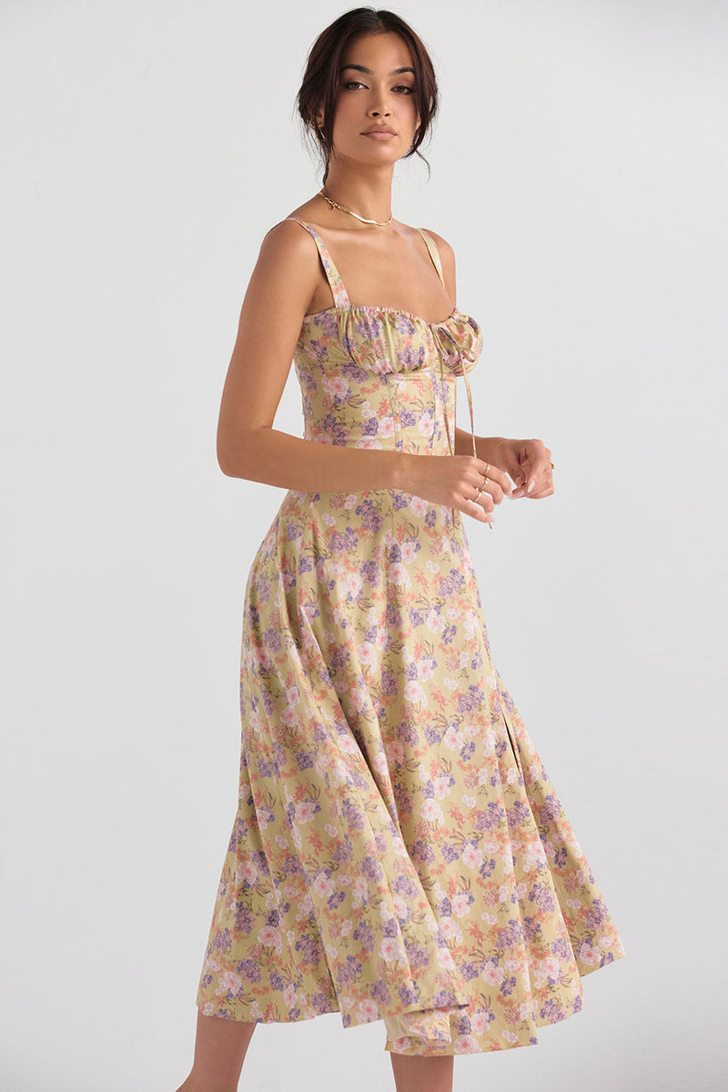 Vestido Floral com Moduladora de Cintura