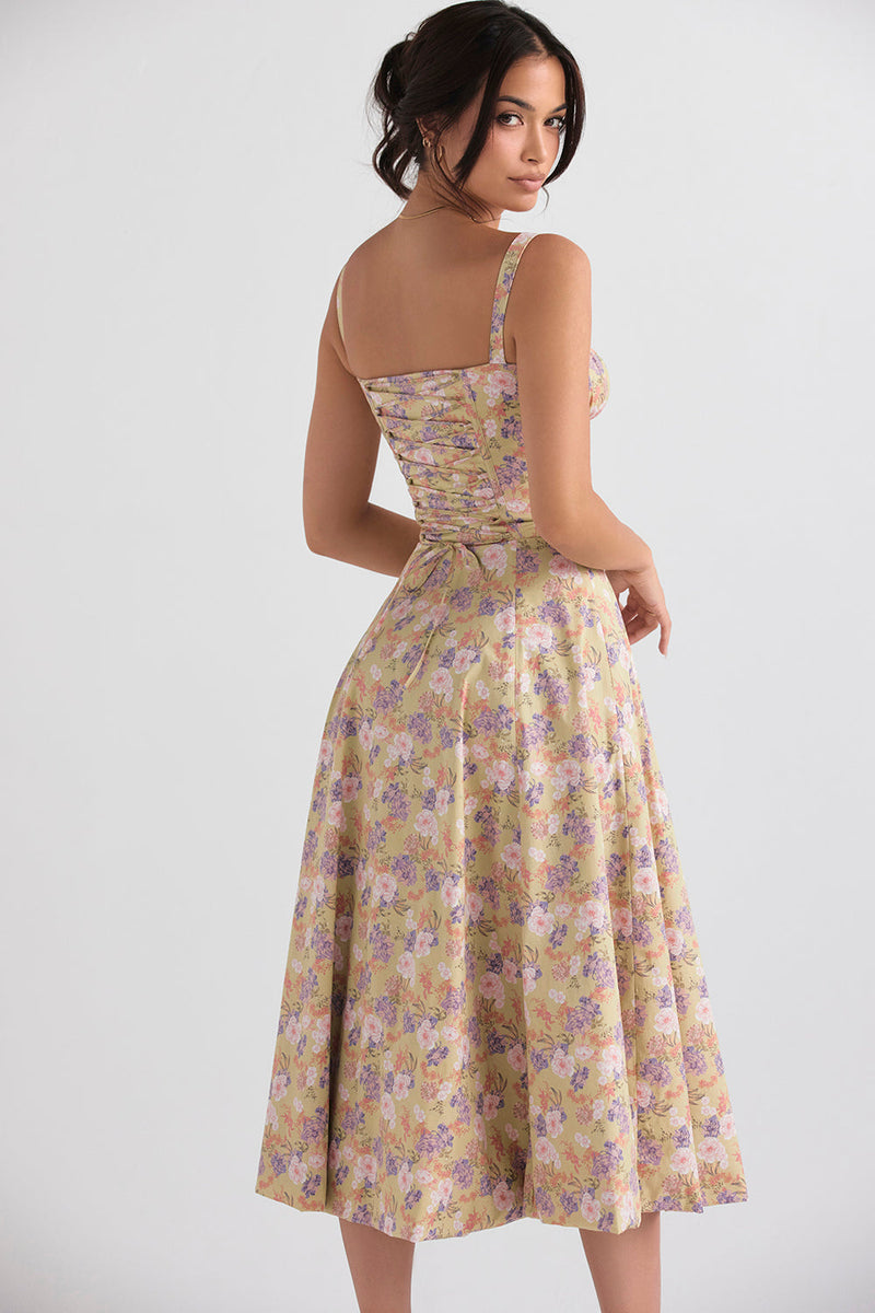 Vestido Floral com Moduladora de Cintura